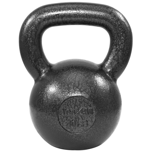 Yes4All Solid Cast Iron Kettlebell – 5 lb – 60 lb Kettlebell Weights (Grey