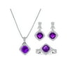 Believe by Brilliance Lab-Created Amethyst and CZ Fine Silver-Plated Brass Boxed Set