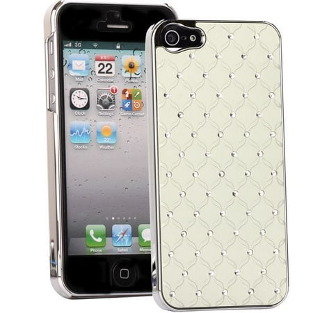 - Silver Chromed White Bling Diamond for Iphone 4 4S Case Cover Phone Cases Snap-on Cover Rubberized Frosted Matte Surface Hard Shell