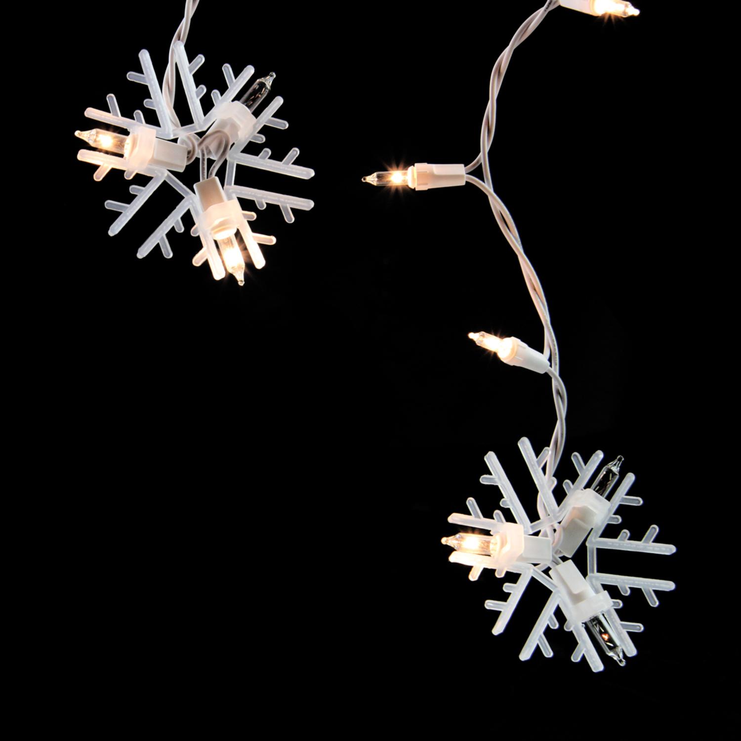 Set of 100 Clear Lighted Twinkling Snowflake Icicle Christmas Lights
