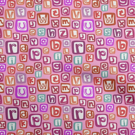 oneOone Cotton Cambric Pink Fabric Kids Alphabet Dress Material Fabric Print Fabric By The Yard 42 Inch Wide