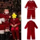 thumbnail image 4 of Pijamas de terciopelo de invierno a juego para hermanos de Ruffkids, pijamas para niños, ropa de bebé para la familia, ropa de estar por casa, conjuntos de pijamas navideños rojos para niños y niñas, 4 of 5