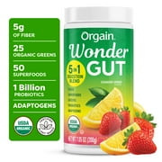 Orgain Vegan Organic Wonder Gut 5-in-1 Fiber & Greens Superfoods PowderStrawberry Lemonade 0.44lb
