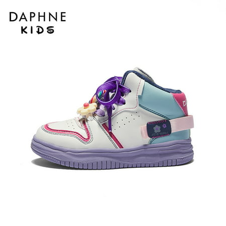 

DAPHNE Kids Casual High Top Sneakers Fleece Warm Lollipop Flowers Decor Lace Up Student Sports Skate Shoes Outdoor Running Walking For Girls