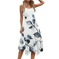 thumbnail image 5 of Womens Casual Tank Dress Floral Sleeveless Summer Midi Dress Asymmetrical Hem Vacation Beach Outfit, 5 of 7
