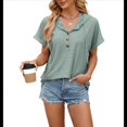 thumbnail image 2 of Blusa con Capucha y Botones de Color Liso para Mujer, Blusa Informal de Verano con Cordón Ajustable. Verde Oscuro L, 2 of 9
