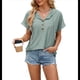 thumbnail image 2 of Blusa con Capucha y Botones de Color Liso para Mujer, Blusa Informal de Verano con Cordón Ajustable. Verde Oscuro S, 2 of 9