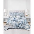 thumbnail image 2 of Full Size Quilt Bedding Set, Blue Starfish Coastal Reversible Summer Quilt 3 Pieces, Summer Beach Coral Conch Shell Lightweight Bedspreads Coverlets with 2 Pillow Shams for All Seasons, 2 of 5