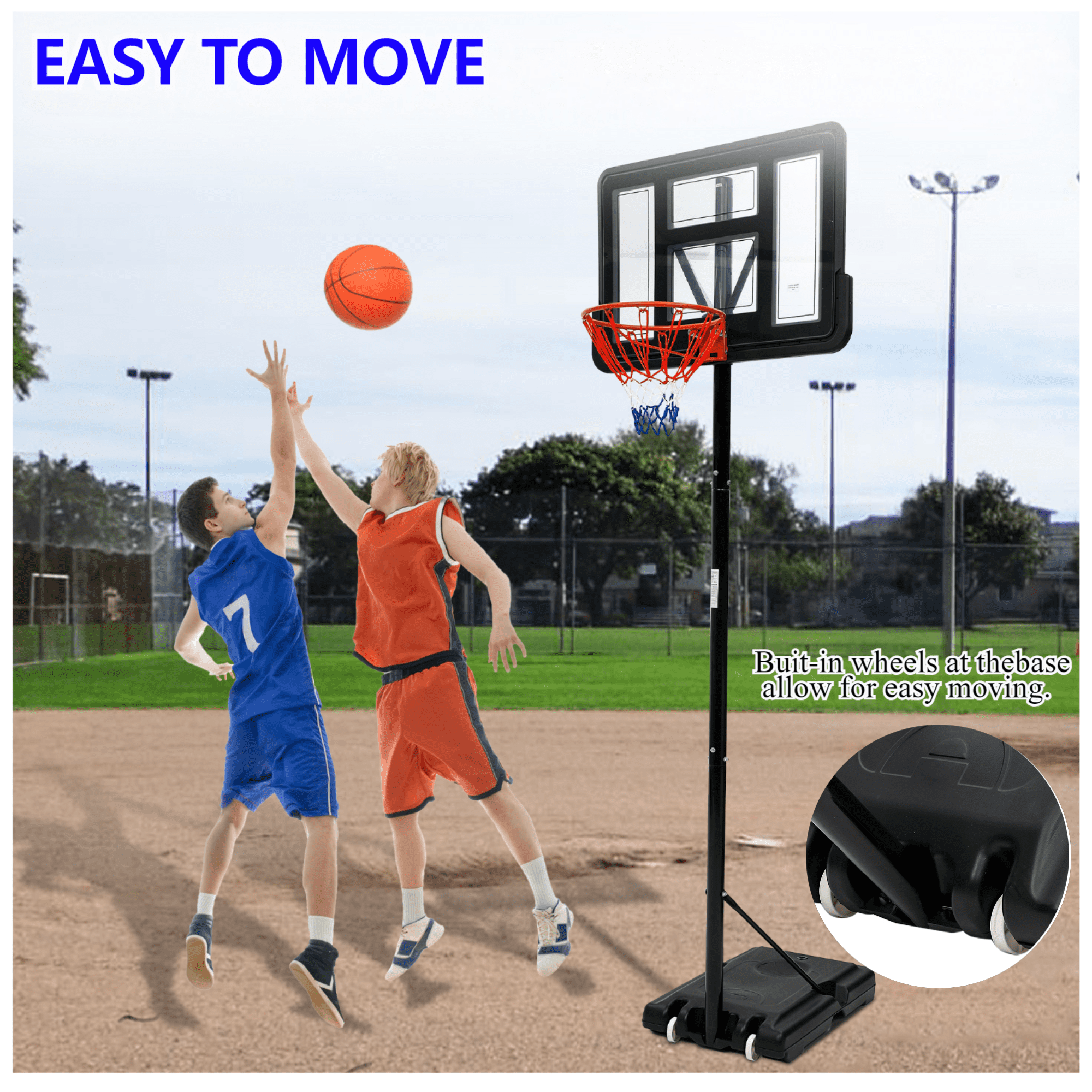 Momentous Assembly Portable Adjustable Outdoor 5.2-10 Ft Basketball Hoop – Assembles in 30 Minutes or Less