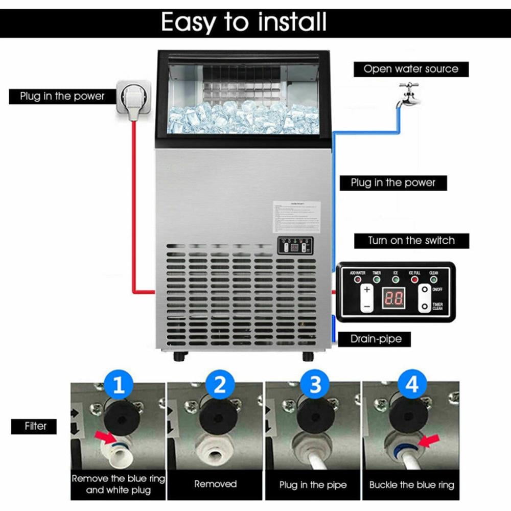 Barara King Ice Makers, Ice Making Ice Maker Machine,Portable Built-In Stainless Steel Commercial Ice Maker