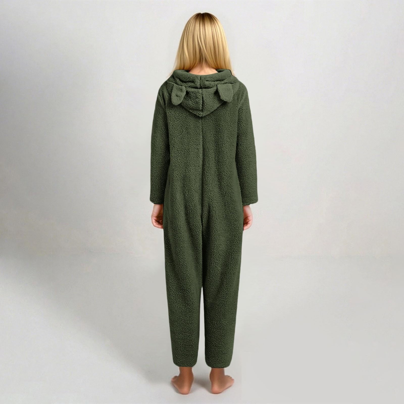YunPes Kids Fleece Onesie for Girls Long Sleeve Zip-Front Plush Animal Jumpsuit Fuzzy Furry Sherpa Suits Cute Bear Hooded Romper