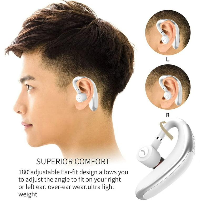 Bluetooth Earpiece Wireless Headset Noise Cancellation Earbud Long