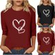 thumbnail image 1 of RKSTN Valentine's Day 3/4 Sleeve Tops for Women Oversized Crewneck Valentines Graphic Print Short Sleeve T Shirt Womens Casual Solid Round Neck Loose Comfy Three Quarter Sleeve Shirt Spring Clothes, 1 of 7