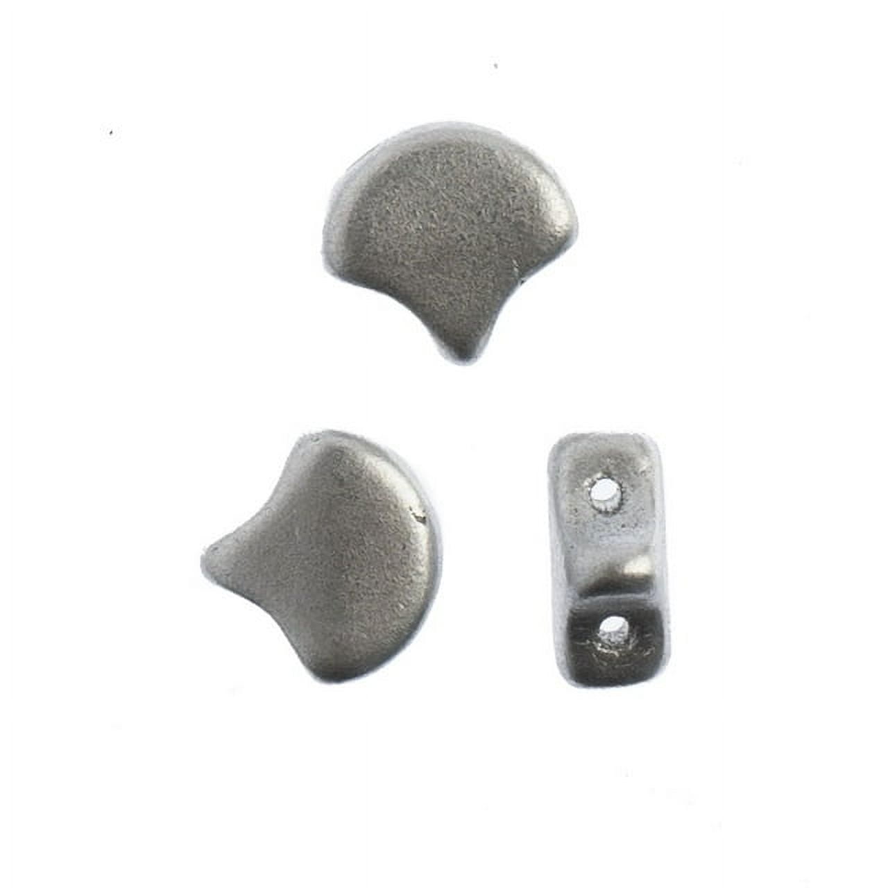 John Bead 50 Grams Czech Metallic Matte Silver Glass Ginkgo Leaf Beads | 00030-01700