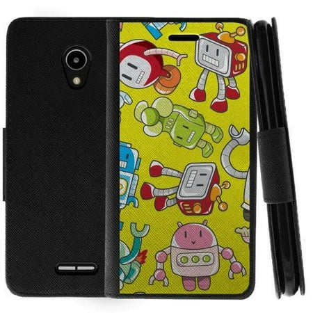 TurtleArmor ® | For Alcatel IdealXCITE | CAMEOX | U50 | Verso | Raven [Wallet Case] Leather Cover with Flip Kickstand and Card Slots - Gizmo Robots