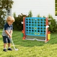 thumbnail image 4 of Costway Giant 4-in-a-Row Game Set with Ring-toss, Basketball Hoop, Golf Club & Cup Holders Light Green + Orange, 4 of 10