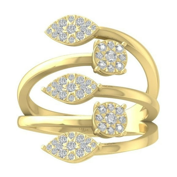 ARAIYA FINE JEWELRY 10K Yellow Gold Diamond Cluster Ring (1/2 cttw, I-J Color, I2-I3 Clarity) Size 5