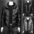 thumbnail image 2 of comerut Men Down Cotton Jacket Autumn Winter Long Sleeves Stand Collar Cuffed Zipper Casual Regular Fit Shiny Solid Color Warm Male Short Coat, 2 of 8