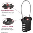 thumbnail image 4 of Luggage Padlock, 4 Digit Combination Padlock with Open Alarm, Combination Padlock with Gym Cable (2 Pieces, Black and Silver), 4 of 5