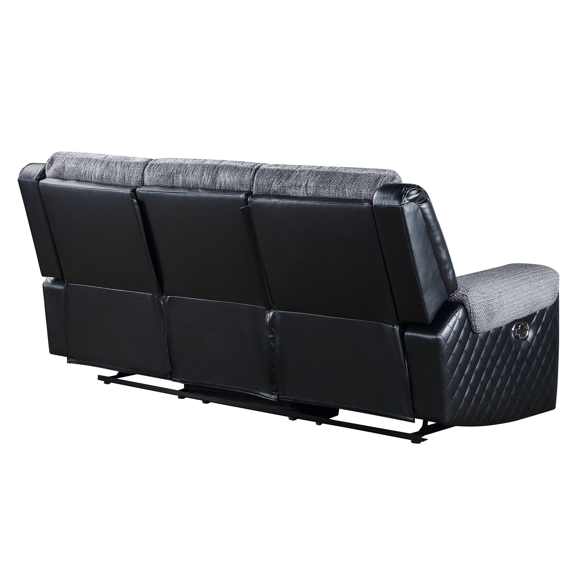 Global Furniture USA U5914 Gray/Black Fabric Reclining Sofa with Padded Cushions