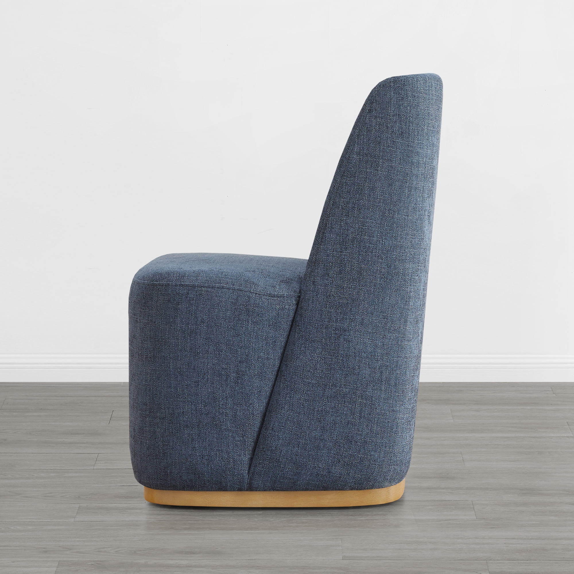Spruce & Spring Modern Upholstered Dining Chair with Hidden Casters & Wood Base Set of 2, Blue