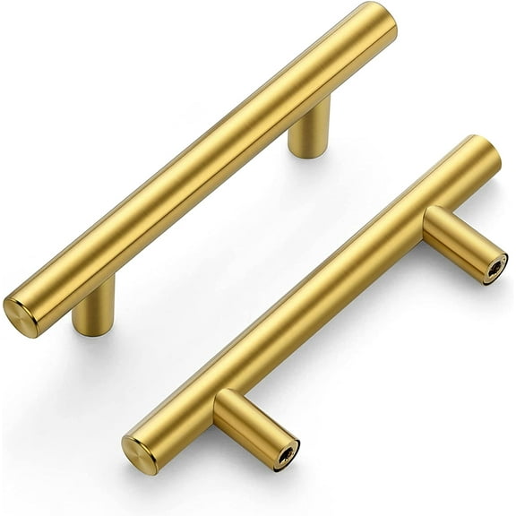 40 Pack | 5'' Cabinet Pulls Brushed Brass Stainless Steel Kitchen Drawer Pulls Cupboard Pulls Cabinet Handles 5”Length with 3” Hole Center