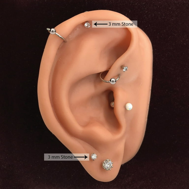 BodyJ4You 3PC Labret Stud Tragus Earring Set 16G Rose Goldtone Crystal  Helix Lip Monroe Cartilage
