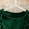 thumbnail image 5 of Pandaie Toddler Baby Girls Christmas Velvet Dress Butterfly Puff Sleeve Outfit 3M 6M 9M 12M 18M with Bow Headband Green,9-12 Months, 5 of 8