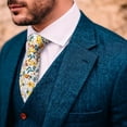 thumbnail image 5 of Barry.Wang Men's Cotton Ties Flower 3.15" Necktie Printed Skinny Tie Sets Clip Extra Long Flower Wedding Party Yellow, 5 of 7