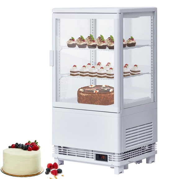 Aoile 2.1 Cu.Ft Commercial Refrigerated Display Case, Single Door Countertop Display Refrigerator with LED Lighting