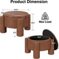 thumbnail image 2 of Storage Ottoman with Removable Top, 24" Round Coffee Table Ottoman & Upholstered Footrest, Faux Leather Ottoman for Small Spaces, Living Room, Apartment - Brown, 2 of 15
