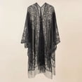 thumbnail image 2 of Women Swimwear Cover-Ups Long Sleeve Mesh Beach Dress Solid Color Bathing Suit Coverup Lace Mesh Pullover Dress Black,One Size, 2 of 5