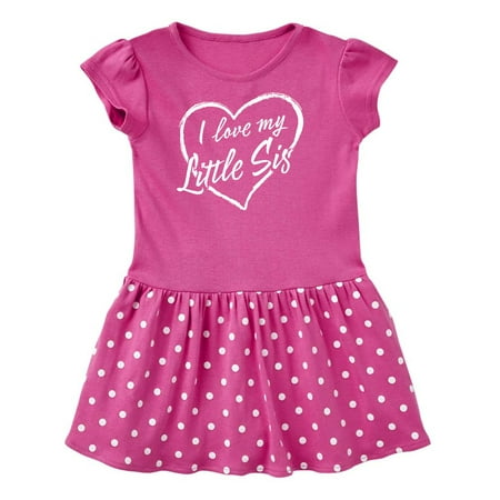 

Inktastic I Love My Little Sis in White Chalk Heart Gift Toddler Girl Dress