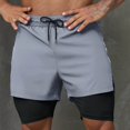 thumbnail image 5 of Zylanna Men's Casual Double-layer Shorts, 2025 New Style with Pockets Solid Color Elastic Waist Athletic Sport Summer Short Pants for Man Gray Size XL, 5 of 8