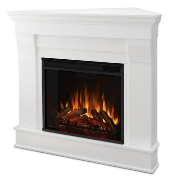 Real Flame Chateau Electric Corner Fireplace in White