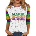 thumbnail image 2 of BOOMILK Mardi Gras Shirts for Women 3/4 Sleeve Round Neck Carnival Graphic Tees Summer T Shirt, 2 of 4