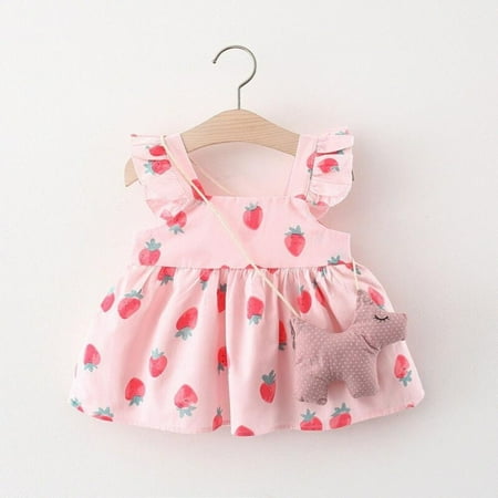 

Malisata Summer Dress Toddler Child Baby Girl Summer Strawberry Print Sleeveless Dress Baby Girl Princess Dress Girls Clothes