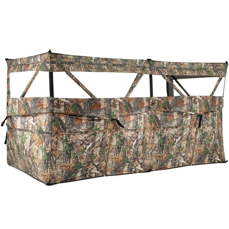 Gymax 360 Degree One-Way See-Through Hunting Blind Panel w/Dog Door Carrying Bag Camouflage
