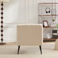 thumbnail image 5 of Armless Accent Chair, Upholstered Chair, Velvet Accent Chair with Black Metal Legs, Beige for Living Room, Bedroom, Office, 5 of 11