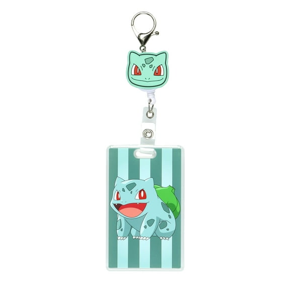Pokemon Bulbasaur Retractable Reel Lanyard Clear ID Badge Holder Keychain