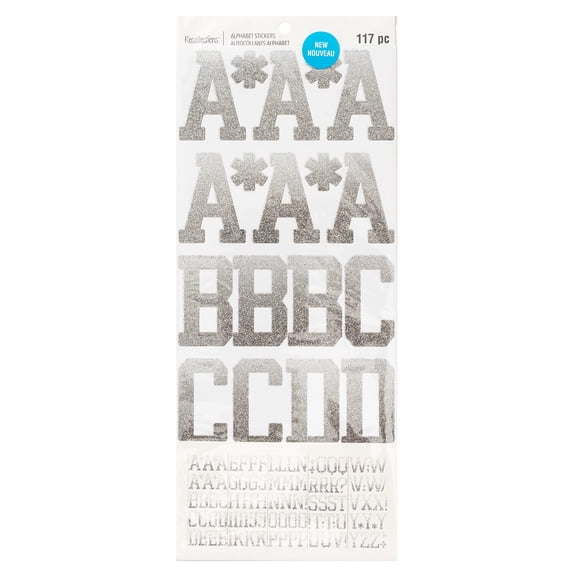Recollections Silver Glitter Ombre Alphabet Stickers
