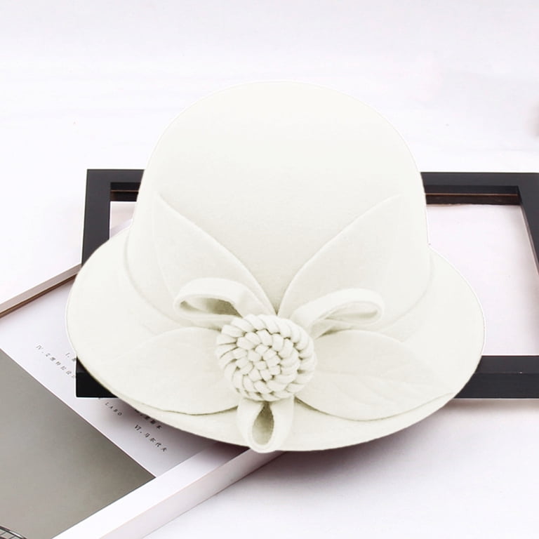 White Floral Round Elegant Hat Elegant Wide-brim Fascinator Hat – Derby Tea Party Wedding  main image 4
