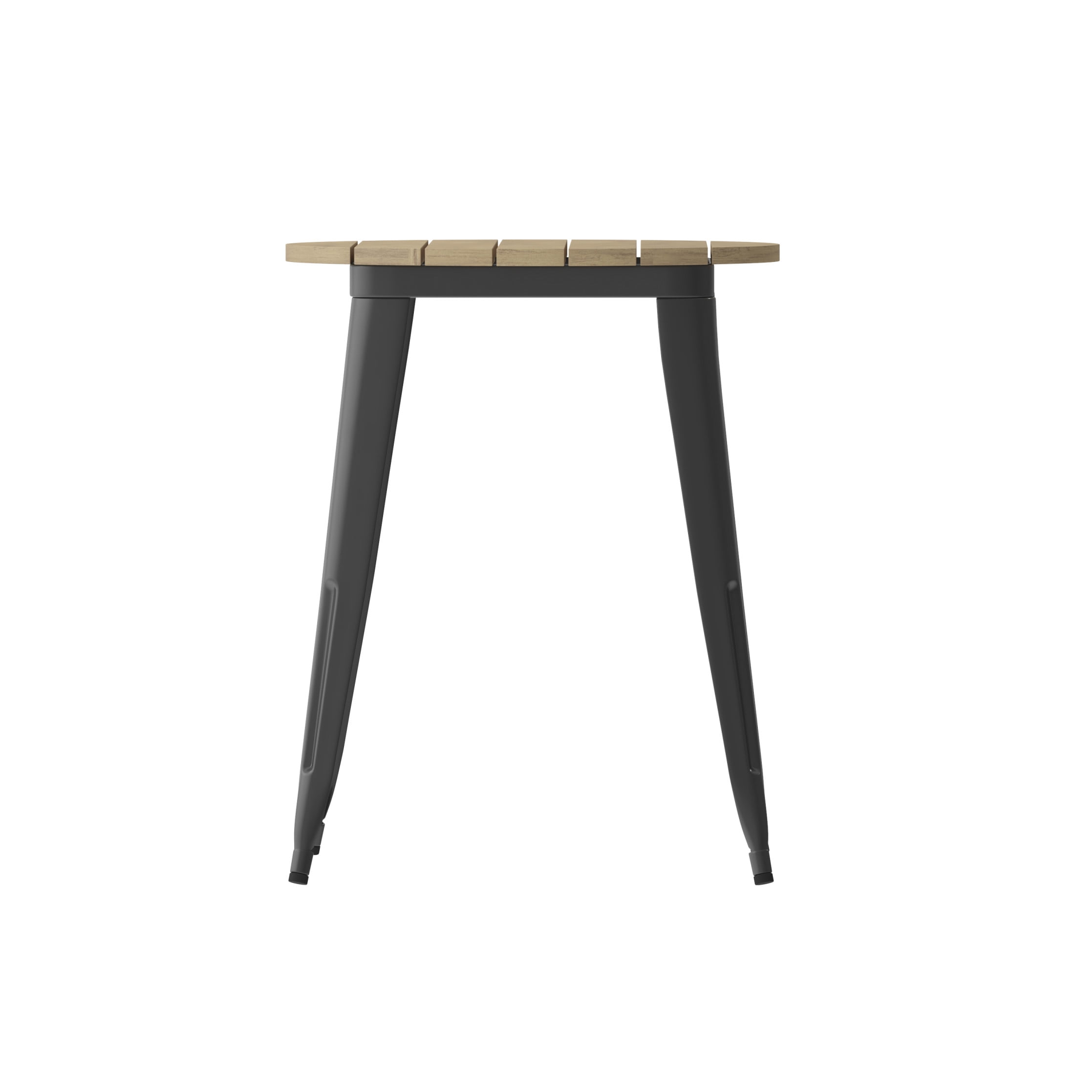 Flash Furniture Declan Commercial Grade Indoor/Outdoor Dining Table, 23.75" Round All Weather Brown Poly Resin Top with Black Steel Base