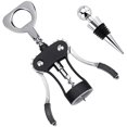 thumbnail image 1 of Foho Wine Opener, Multifunctional Wing Corkscrew Wine Bottle Opener for all Cork Stoppered and Beer Cap Bottles, Luxury Waiter Corkscrew with Stopper Set for Wine Enthusiast, Waiters - Black, 1 of 8