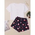 thumbnail image 3 of Nuevo estilo, camisetas y pantalones cortos con estampado de Papá Noel para mujer, conjunto de pijama, ropa de dormir informal de Feliz Navidad, traje para casa, 3 of 4