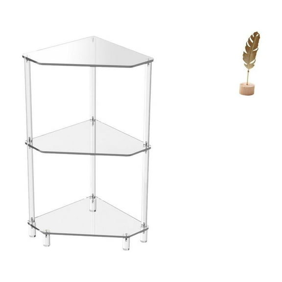jicheng Modern Leaf Tiered Corner Table with Metal Sculpture Inspired Shelf for Small Space Kitchen Bathroom Living Room and Creative Home Decor