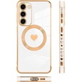 thumbnail image 4 of for Samsung Galaxy S23 Plus 5G Case [Support Magsafe] Love Heart Pattern Magnetic Plating Luxury Elegant Case Camera Protector Soft TPU Shockproof Protective Corner Back Cover -White, 4 of 6