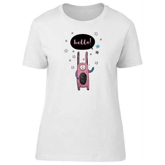 Hello, Cute Rabbit Doodle Tee Women's -Image by Shutterstock