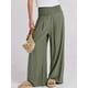 thumbnail image 2 of Pantalones Palazzo ANRABESS de lino para mujer, pierna ancha, color oliva, tamaño mediano, 2 of 8