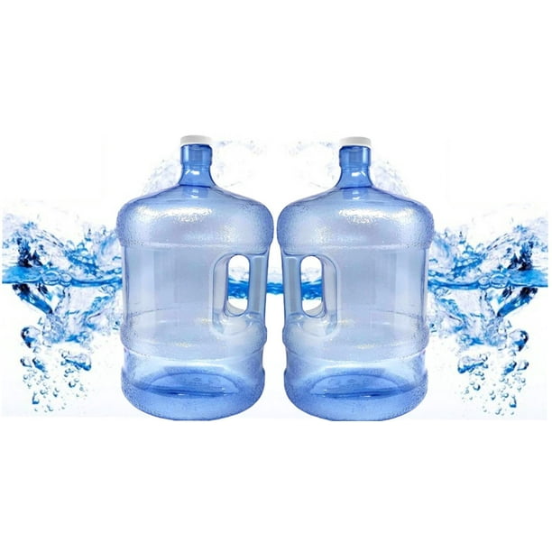 Bpa Free 2 Pack 5 Gallon Water Bottle With Screw Caps 5 Jug Container With Cap Easy Grip Carry Handle For Sports Camping Residential Commercial Use Food Grade Plastic Walmart Com Walmart Com